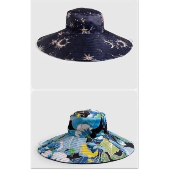 Johnny Was Zolita Reversible Beach Hat Floral Celestial Super Nova Wide Brim NWT main image 9